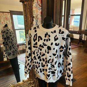 Lulu's Black and White Animal Print Crew Neck Sweater